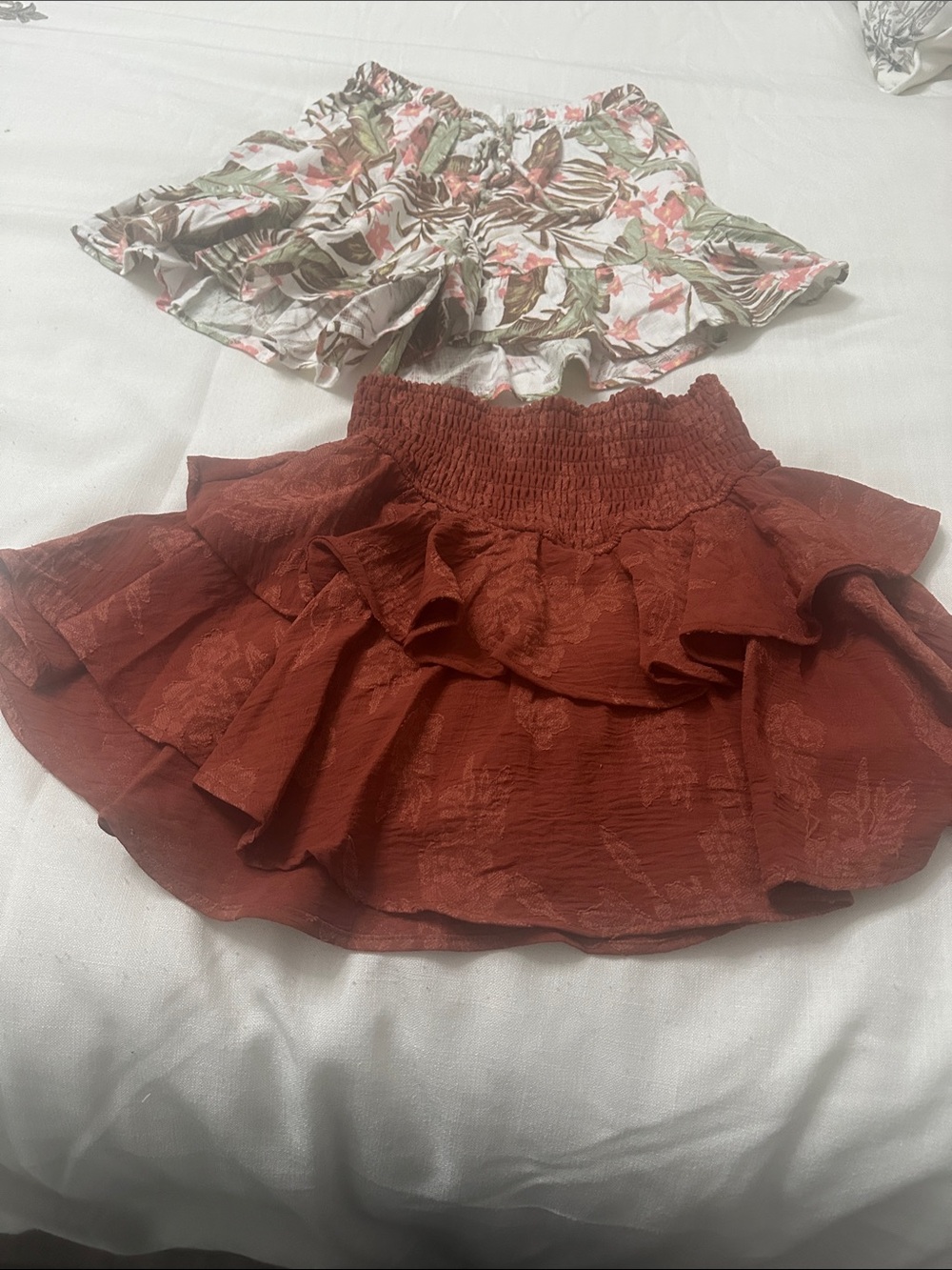Rust Tiered Ruffle Skirts